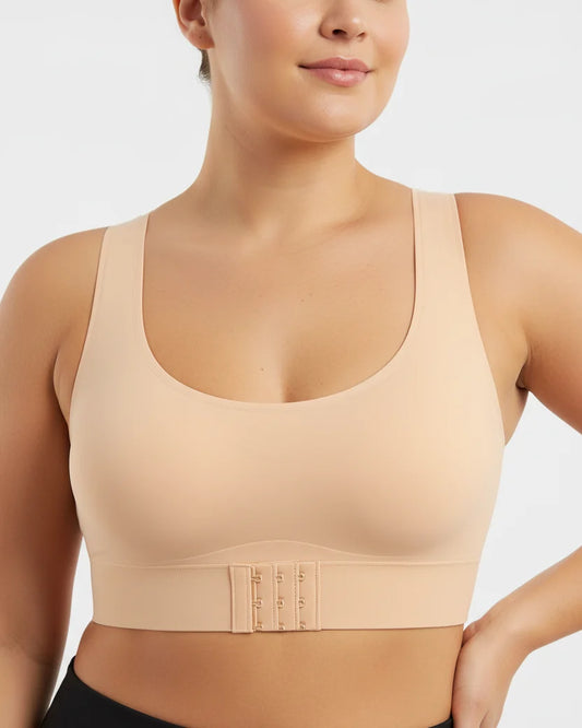 Fronelle Women's Front-Closure Wireless Bra – Cross-Back, Removable Pads, Sizes S–4XL